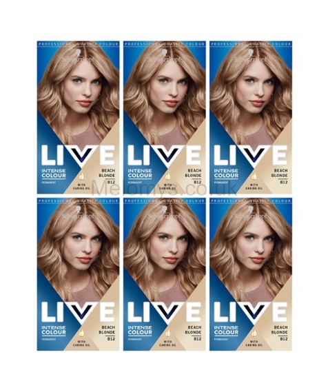 Picture of Schwarzkopf LIVE Intense B12 Beach Blonde Permanent Hair Dye - Pack of 6