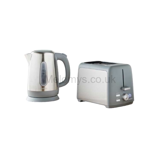 Melomys Goodmans Brushed Kettle 2 Slice Toaster Silver