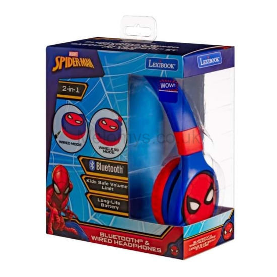 Picture of LEXIBOOK Spiderman 2-in-1 Bluetooth Headphones Stereo Wireless Wired