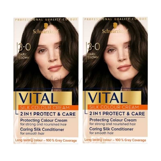 Picture of Schwarzkopf Vital Silk Colour Cream Dark Brown x2 3-0